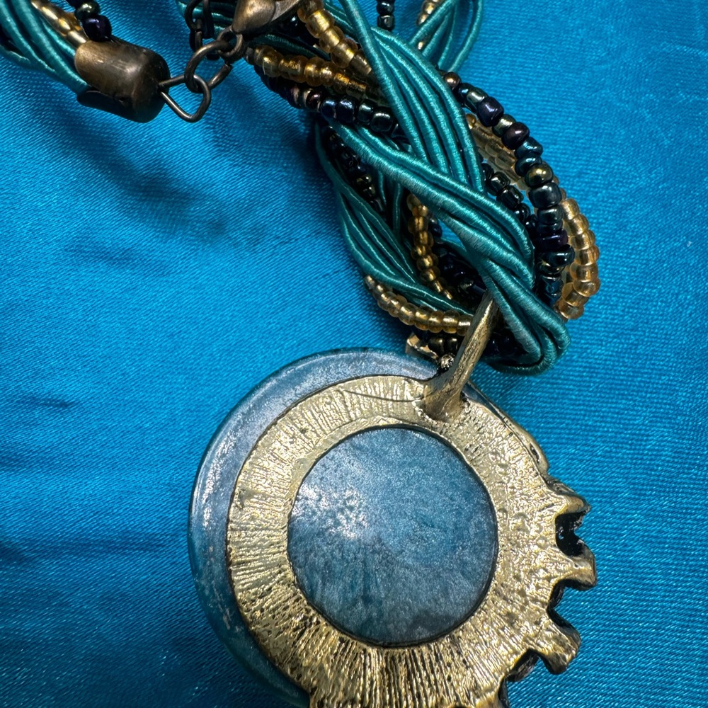 Turquoise beaded peacock necklace
